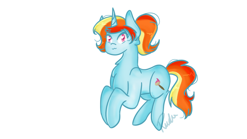 Size: 1920x1080 | Tagged: safe, artist:perrydoodles, derpibooru import, oc, oc:artie brush, unofficial characters only, pony, unicorn, :3, female, horn, image, mare, multicolored hair, paint, paintbrush, png, ponytail, rainbow hair, simple background, transparent background