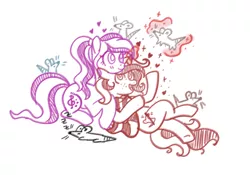 Size: 724x508 | Tagged: safe, artist:redpalette, derpibooru import, oc, oc:red palette, oc:violet ray, earth pony, rat, unicorn, choker, clothes, cute, earth pony oc, horn, image, magic, pet, png, rats, scarf, sketch, smiling, snuggling, unicorn oc