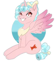 Size: 1016x1190 | Tagged: safe, artist:anisr, derpibooru import, cozy glow, alicorn, alicornified, cozycorn, grin, image, looking at you, png, race swap, simple background, smiling, solo, transparent background