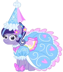 Size: 694x784 | Tagged: safe, artist:darlycatmake, derpibooru import, starlight glimmer, earth pony, pony, alternate hairstyle, clothes, dress, dressup, froufrou glittery lacy outfit, happy, hat, hennin, image, looking at you, png, princess, princess starlight glimmer, proud, simple background, smiling, smiling at you, solo, species swap, starlight glimmer is best facemaker, transparent background