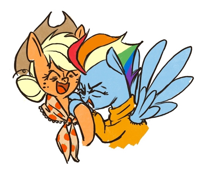 Size: 886x726 | Tagged: safe, artist:laya-21, derpibooru import, applejack, rainbow dash, earth pony, pegasus, pony, the last problem, appledash, female, image, jpeg, laughingmares.jpg, lesbian, older, older applejack, older rainbow dash, shipping, simple background