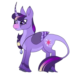 Size: 640x640 | Tagged: safe, artist:plasmaticia, derpibooru import, twilight sparkle, twilight sparkle (alicorn), alicorn, pony, cloven hooves, colored wings, colored wingtips, curved horn, horn, image, leonine tail, png, redesign, simple background, solo, tail, transparent background, twitterina design, wings