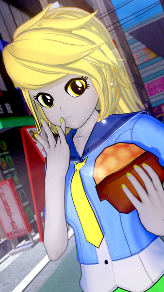 Size: 1440x2560 | Tagged: safe, artist:ratachu666, derpibooru import, derpy hooves, human, equestria girls, 3d, food, humanized, image, koikatsu, muffin, png