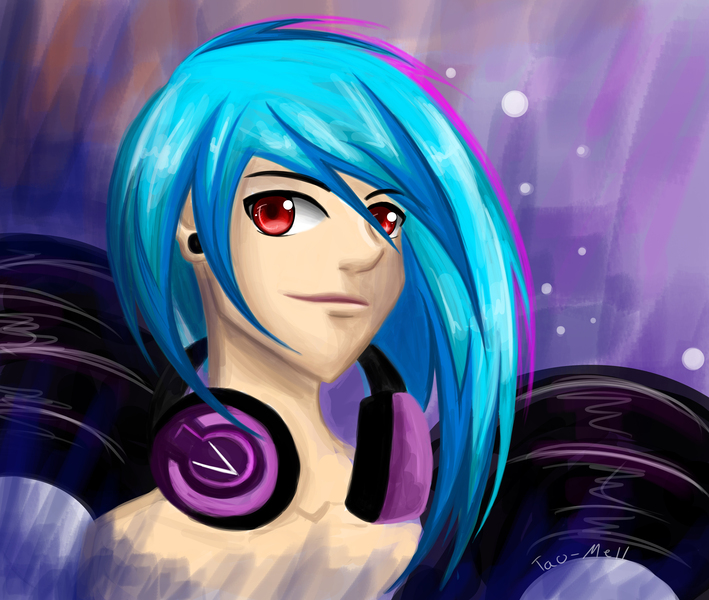 Size: 5200x4400 | Tagged: safe, artist:tao-mell, derpibooru import, vinyl scratch, human, bust, female, headphones, humanized, image, jpeg, solo