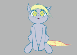 Size: 560x401 | Tagged: safe, artist:hovel, derpibooru import, derpy hooves, pegasus, pony, animated, bobbing, eyebrows, eyebrows visible through hair, female, gif, gray background, image, mare, simple background, sketch, solo, tail, tail wag