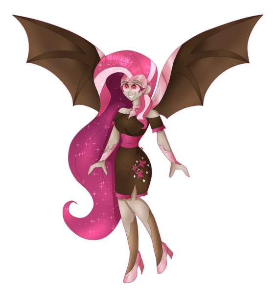 Size: 1280x1356 | Tagged: safe, artist:eeveeglaceon, derpibooru import, fluttershy, equestria girls, bat wings, clothes, dress, image, long hair, nightmare flutterbat, nightmare fluttershy, nightmarified, png, red eyes, simple background, solo, transparent background, wings