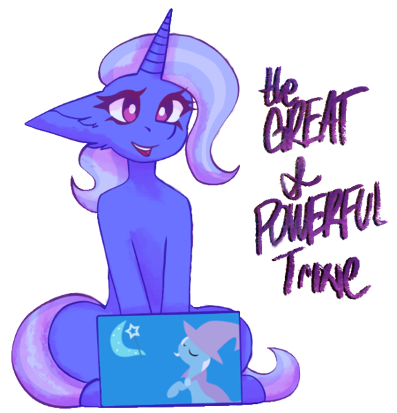 Size: 630x655 | Tagged: artist needed, source needed, safe, editor:edits of hate, editor:unofficial edits thread, trixie, pony, box, female, floppy ears, image, mare, png, simple background, sitting, solo, transparent background