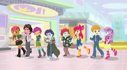 Size: 3600x1988 | Tagged: safe, artist:sapphiregamgee, derpibooru import, apple bloom, babs seed, scootaloo, sweetie belle, human, equestria girls, chunk, crossover, cutie mark crusaders, data, goonies, image, jpeg, mall, mikey, mouth, the goonies