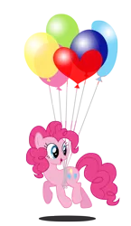 Size: 2669x4617 | Tagged: safe, artist:techrainbow, derpibooru import, pinkie pie, earth pony, pony, absurd resolution, balloon, female, floating, image, png, simple background, solo, then watch her balloons lift her up to the sky, transparent background, vector