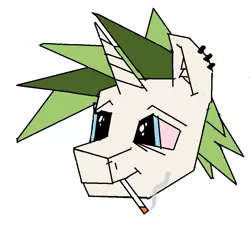 Size: 974x882 | Tagged: safe, artist:m37, derpibooru import, oc, oc:ein, pony, unicorn, bust, cigarette, image, male, piercing, png, portrait