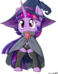 Size: 799x1019 | Tagged: safe, artist:a.s.e, derpibooru import, twilight sparkle, pony, semi-anthro, cape, chibi, clothes, costume, female, hat, image, jewelry, jpeg, mare, necklace, solo, witch, witch hat