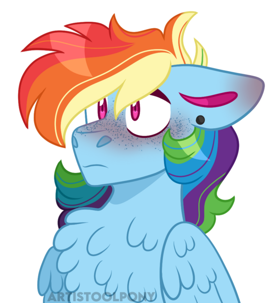 Size: 900x987 | Tagged: safe, artist:artistcoolpony, derpibooru import, rainbow dash, pegasus, pony, blushing, chest fluff, cute, dashabetes, ear piercing, earring, female, image, jewelry, mare, piercing, png, simple background, solo, white background