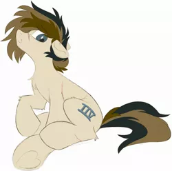 Size: 2205x2184 | Tagged: safe, artist:crimmharmony, derpibooru import, oc, unofficial characters only, earth pony, pony, floppy ears, heart, heart hoof, image, jpeg, looking at you, male, raised hoof, side view, simple background, sitting, solo, stallion, underhoof, white background