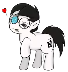 Size: 1278x1367 | Tagged: safe, artist:underwoodart, derpibooru import, oc, oc:pixelfrey, unofficial characters only, earth pony, pony, blue eyes, brown mane, cute, earth pony oc, glasses, heart, image, looking at you, male, one eye closed, png, raised hoof, round glasses, simple background, smiling, solo, stallion, transparent background, white coat, wink, winking at you