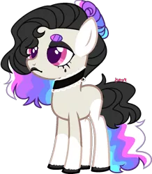 Size: 1111x1272 | Tagged: safe, artist:kurosawakuro, derpibooru import, oc, earth pony, pony, choker, female, image, magical lesbian spawn, offspring, parent:octavia melody, parent:rainbow dash, parents:octadash, png, simple background, solo, teenager, transparent background