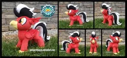 Size: 3825x1754 | Tagged: safe, artist:peruserofpieces, derpibooru import, oc, oc:thunder, unofficial characters only, hippogriff, beak, convention, image, irl, looking at you, male, mascot, photo, plushie, png, seaquestria fest, smiling, solo, standing, wings
