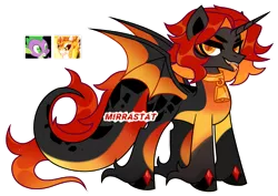 Size: 1280x907 | Tagged: safe, artist:mirrastat, derpibooru import, daybreaker, spike, oc, dracony, dragon, hybrid, pony, base used, bedroom eyes, female, image, male, mare, parent:daybreaker, parent:spike, png, simple background, stallion, transparent background