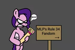Size: 1239x824 | Tagged: safe, artist:professorventurer, derpibooru import, edit, editor:pagiepoppie12345, pipp petals, pegasus, pony, series:ask pippamena, angry, arrow, banhammer, cease and desist, chest fluff, fandom, female, g5, gritted teeth, growling, hammer, heart, image, implied porn, mare, pipp petals is not amused, png, sign, teeth, unamused, wings