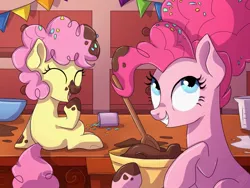 Size: 1024x768 | Tagged: safe, artist:golden bloom, derpibooru import, li'l cheese, pinkie pie, earth pony, pony, the last problem, colt, female, foal, image, jpeg, male, mother and child, older, older pinkie pie