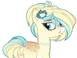 Size: 2819x2127 | Tagged: safe, artist:toffeelavender, derpibooru import, oc, unofficial characters only, earth pony, pony, base used, eyelashes, female, flower, flower in hair, image, jewelry, mare, necklace, pearl necklace, png, simple background, solo, transparent background