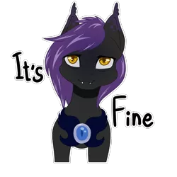 Size: 2300x2300 | Tagged: safe, artist:falses, derpibooru import, oc, oc:star crossed, bat pony, armor, ear fluff, everything is going to be ok, fangs, image, markings, night guard armor, png, purple mane, streets of chicolt: a totally legitimate business venture