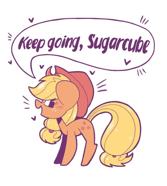 Size: 1080x1200 | Tagged: safe, artist:typhwosion, derpibooru import, applejack, earth pony, pony, applejack's hat, blushing, cowboy hat, female, freckles, hat, heart, image, jpeg, mare, motivational, open mouth, positive ponies, simple background, solo, stetson, white background