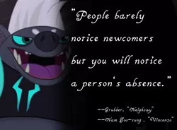 Size: 4096x3018 | Tagged: safe, artist:decokelow, derpibooru import, edit, edited screencap, screencap, grubber, hedgehog, my little pony: the movie, book:neighsay x vincenzo quotes, image, male, mr. nam, nam joo-sung, open mouth, png, quote, storm king's emblem, vincenzo