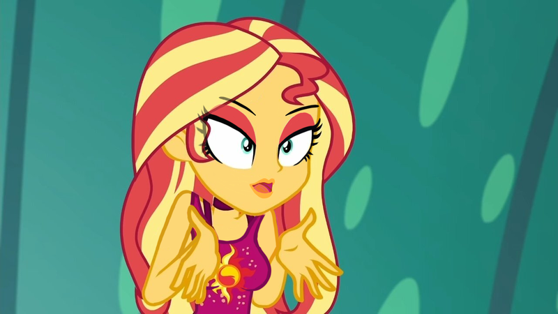 Size: 1280x720 | Tagged: suggestive, artist:sapphire, derpibooru import, edit, edited screencap, editor:sapphire, screencap, sunset shimmer, equestria girls, equestria girls series, spring breakdown, spoiler:eqg series (season 2), breasts, busty sunset shimmer, eyeshadow, female, image, lipstick, makeup, png, sleeveless, solo, solo female