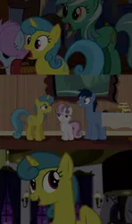 Size: 1280x2160 | Tagged: safe, edit, edited screencap, editor:jerryakiraclassics19, screencap, blues, coco crusoe, derpy hooves, lemon hearts, lyra heartstrings, noteworthy, soigne folio, earth pony, pony, unicorn, amending fences, for whom the sweetie belle toils, green isn't your color, '90s, 80s, female, filly, image, male, mare, open mouth, png, shocked, stallion
