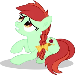 Size: 3447x3437 | Tagged: safe, artist:thatusualguy06, derpibooru import, candy apples, earth pony, pony, the summer sun setback, .svg available, apple family member, bow, female, hair bow, high res, image, mare, png, simple background, solo, transparent background, vector, worried