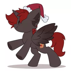 Size: 2200x2200 | Tagged: safe, artist:chickenbrony, derpibooru import, oc, oc:hardy, unofficial characters only, alicorn, christmas, hat, holiday, image, png, santa hat, simple background, solo, white background