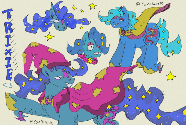 Size: 640x432 | Tagged: safe, artist:coolhorse, derpibooru import, trixie, earth pony, pony, grin, image, png, race swap, redesign, smiling, solo