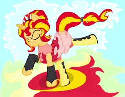 Size: 1700x1322 | Tagged: safe, artist:sallycars, derpibooru import, sunset shimmer, pony, unicorn, equestria girls, equestria girls series, forgotten friendship, 2018, eyes closed, female, image, mare, ms paint, png, solo