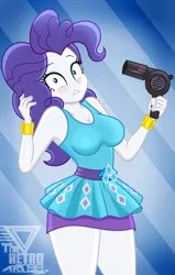 Size: 1992x3126 | Tagged: safe, artist:theretroart88, derpibooru import, rarity, equestria girls, alternate hairstyle, blushing, breasts, busty rarity, image, looking at you, pinkie pie hair, png, solo, stupid sexy rarity, trouble