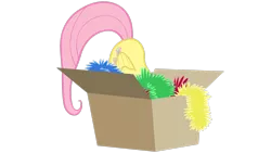 Size: 3265x1837 | Tagged: safe, artist:totalcrazyness101, derpibooru import, fluttershy, pegasus, pony, box, female, hiding, image, mare, png, simple background, transparent background, vector