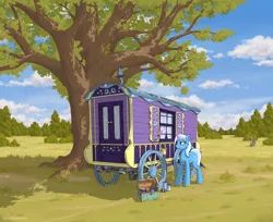 Size: 2376x1938 | Tagged: safe, artist:eriada, derpibooru import, trixie, zecora, pony, unicorn, zebra, image, png, trixie's wagon, wagon