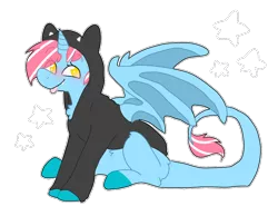 Size: 900x700 | Tagged: safe, artist:koviian, artist:puppie, derpibooru import, oc, oc:sora kite, unofficial characters only, alicorn, dracony, dragon, hybrid, pony, unicorn, clothes, dragoness, female, image, png, simple background, smiling, solo, transparent background