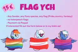 Size: 3000x2000 | Tagged: safe, artist:exobass, derpibooru import, photo finish, rainbow dash, oc, oc:exobass, ponified, pony, austria, austrian flag, bisexual, bisexual pride flag, commission, flag, gay, glasses, image, looking at you, male, nation ponies, png, pride, pride flag, rainbow flag, spread wings, wings, ych result, your character here
