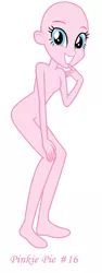 Size: 410x1090 | Tagged: safe, artist:ketrin29, derpibooru import, pinkie pie, human, equestria girls, legend of everfree, base, finger to mouth pose, image, looking at you, png, simple background, smiling, white background