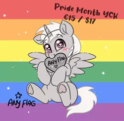 Size: 905x880 | Tagged: safe, artist:avui, derpibooru import, alicorn, earth pony, pegasus, pony, unicorn, commission, image, jpeg, pride, pride flag, pride month, pride ponies, pride ych, ych example, your character here