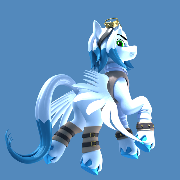 Size: 2000x2000 | Tagged: safe, artist:argos90, derpibooru import, oc, oc:cold front, pegasus, 3d, blue background, commission, image, png, simple background, solo