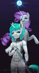 Size: 1280x2378 | Tagged: safe, artist:aurorarhythm, derpibooru import, rarity, oc, android, anthro, pony, robot, unicorn, bsm, image, jpeg, tmc