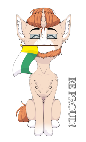 Size: 1080x1780 | Tagged: safe, artist:lunciakkk, derpibooru import, oc, oc:mckeypl, unofficial characters only, unicorn, chest fluff, commission, ear fluff, flag, image, mouth hold, png, simple background, solo, transparent background