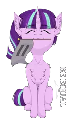 Size: 1080x1780 | Tagged: safe, artist:lunciakkk, derpibooru import, starlight glimmer, chest fluff, commission, ear fluff, equality, flag, image, mouth hold, png, simple background, solo, transparent background