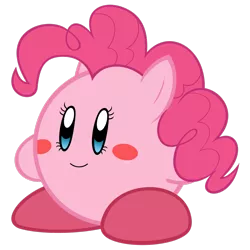 Size: 2449x2449 | Tagged: safe, artist:otfor2, derpibooru import, pinkie pie, high res, image, kirby (series), kirby pie, kirbyfied, png, puffball, simple background, solo, species swap, transparent background, vector