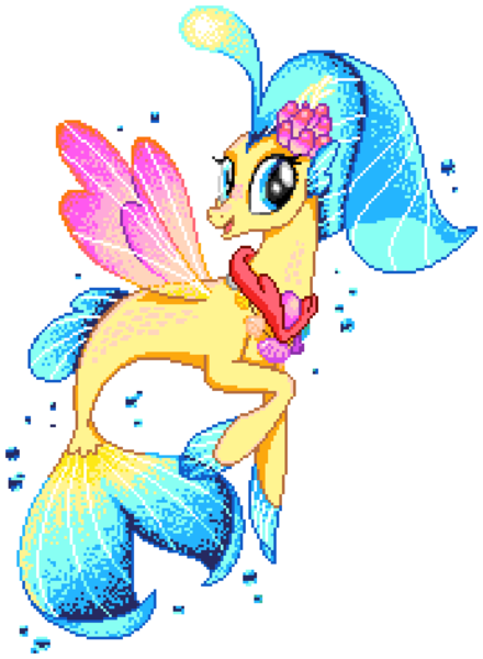 Size: 1038x1416 | Tagged: safe, artist:epicvon, artist:reynardadiputra, derpibooru import, princess skystar, seapony (g4), my little pony: the movie, bubble, female, image, jewelry, looking at you, manepxls, necklace, pixel art, png, pxls.space, shell, simple background, transparent background