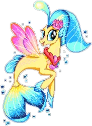 Size: 1038x1416 | Tagged: safe, artist:epicvon, artist:reynardadiputra, derpibooru import, princess skystar, seapony (g4), my little pony: the movie, bubble, female, image, jewelry, looking at you, manepxls, necklace, pixel art, png, pxls.space, shell, simple background, transparent background