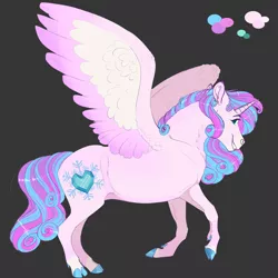 Size: 3000x3000 | Tagged: safe, artist:neighbaby, derpibooru import, princess flurry heart, alicorn, cloven hooves, colored wings, cutie mark, dark background, female, image, older, older flurry heart, png, solo, solo female, wings