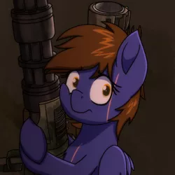 Size: 2000x2000 | Tagged: safe, artist:memeancholy, derpibooru import, oc, oc:dauntless, unofficial characters only, pegasus, pony, fallout equestria, cheek squish, gun, holding, image, missile launcher, pegasus oc, png, scar, short hair, shoulder-mounted machine gun, squishy cheeks, weapon, wings