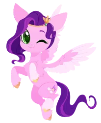 Size: 2476x3000 | Tagged: safe, artist:belka-sempai, derpibooru import, pipp petals, pegasus, pony, adorapipp, chest fluff, cute, female, g5, high res, image, leg fluff, mare, one eye closed, png, simple background, smiling, solo, spread wings, transparent background, wings, wink